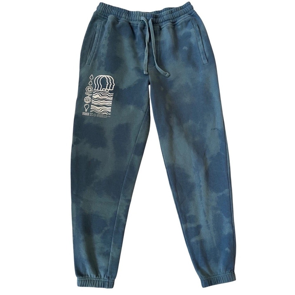 Stance Blue Tie Dye Jogger Sweatpants Graphic Fleece Pants Womens Small